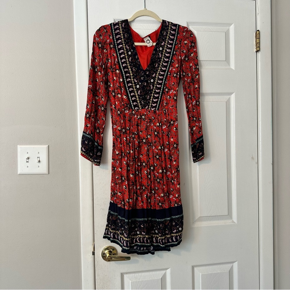 Anthropologie Bohemian Red Floral Dress - Picture 2 of 6